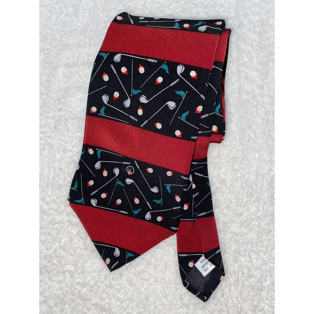 Vicky Davis New York Men's Classic Tie Titled "Tee Time" USA Made Flaws Silk